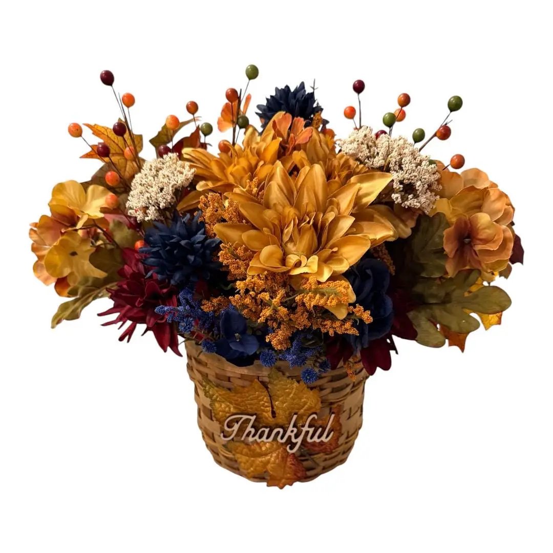 ThankfulFall Door Basket — Navy, Burgundy & Gold