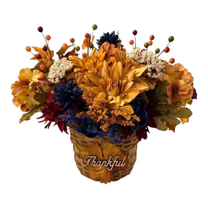 ThankfulFall Door Basket — Navy, Burgundy & Gold