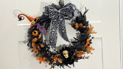 Witch Hat, Ghosts, Black Cat, Pumpkins & Glitter Bat