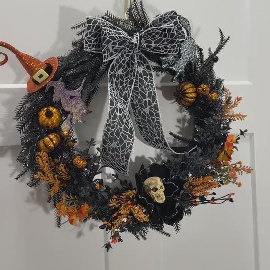 Witch Hat, Ghosts, Black Cat, Pumpkins & Glitter Bat